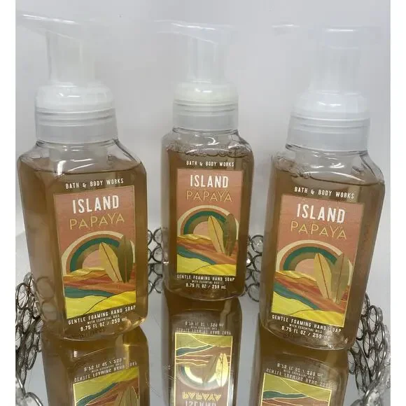 3 BATH & BODY WORKS ISLAND PAPAYA GENTLE FOAMING HAND SOAP WASH 8.75 OZ EACH